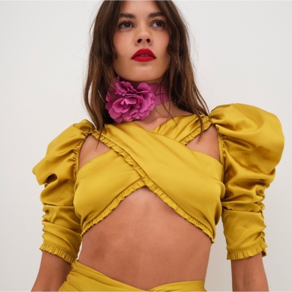 For Love and Lemons - Alia cross front crop top size small NWT - Picture 2 of 7